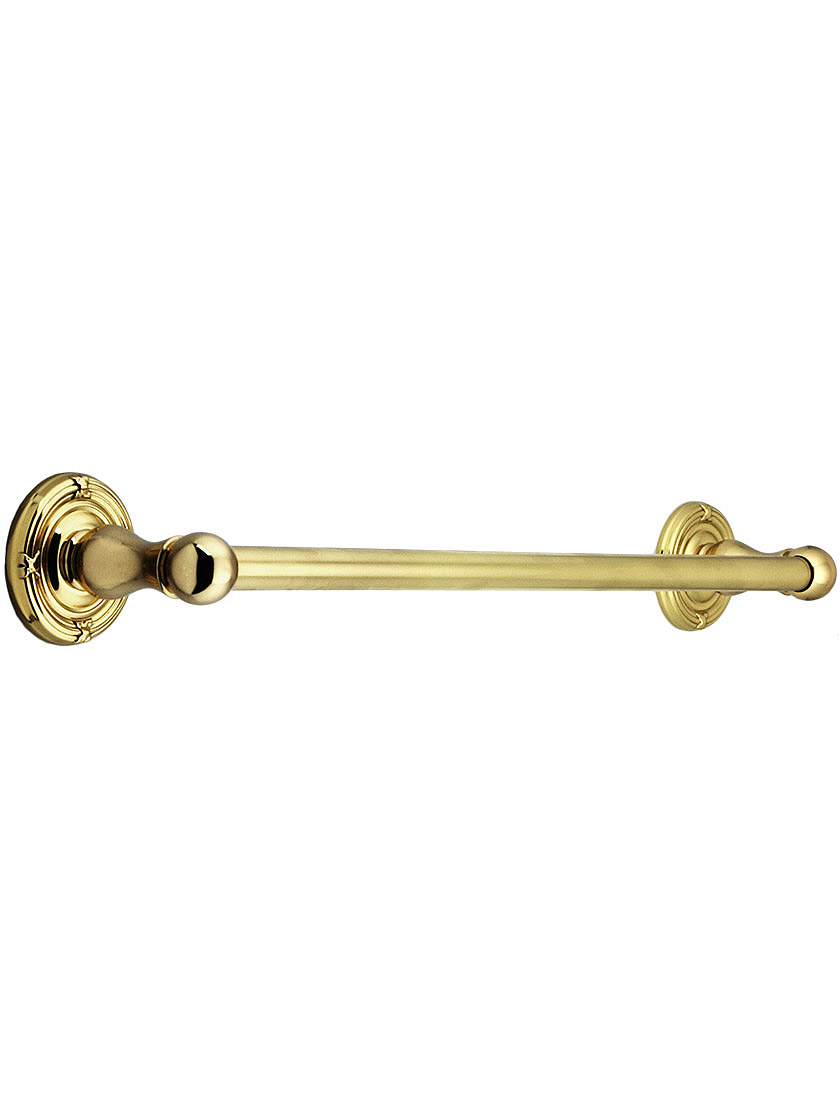 Brass Towel Bar with Ribbon and Reed Rosettes